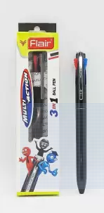 FLAIR Multi Action 3 IN 1 Ball Pen (Pack of 1, Blue, Black, Red)