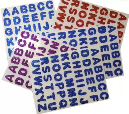Arts & Crafts Glitter Self Adhesive Foam Puffy Smiley, Alphabet, Flower Stickers for Art & Craft Decoration School Use