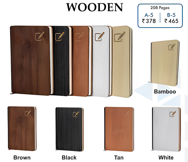 Digismart Wooden-A5 208 Pages Notebook Diary Non Dated 6 by 8.5 inch Note Book or Journal for Office and Personal use, Think Different