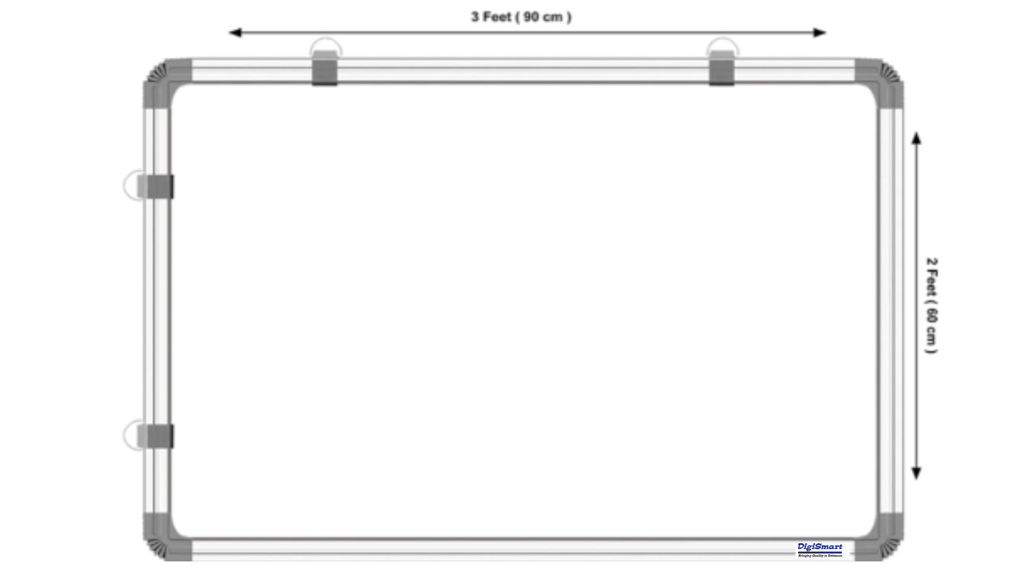 Digismart Whiteboard Non Magnetic 2x3 Feet Double Sided White Board and Chalk Board Both Side Writing Boards, one Side White Marker and Reverse Side Chalk Board Surface (2x3 feet)