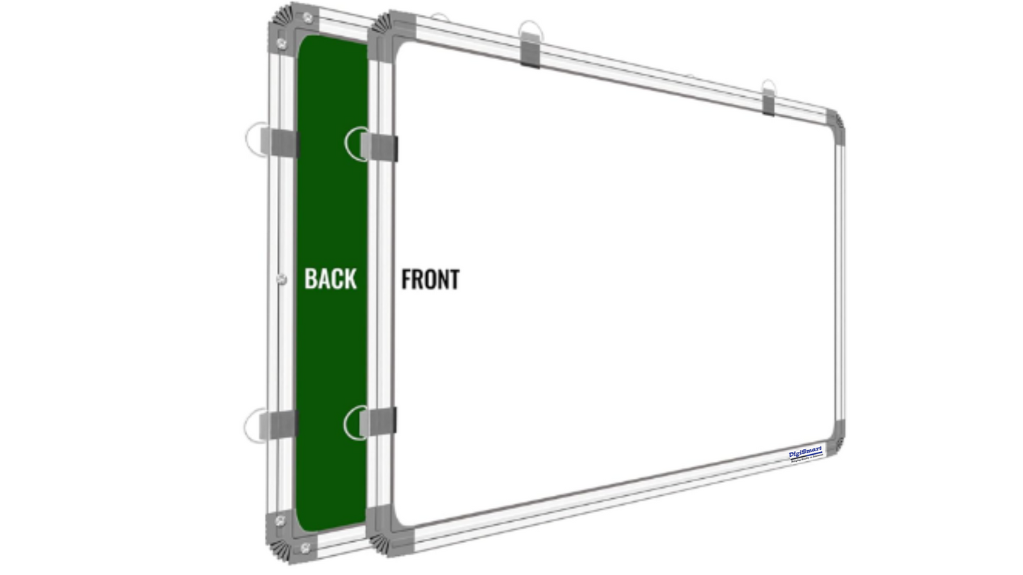 Digismart Whiteboard Non Magnetic 2x3 Feet Double Sided White Board and Chalk Board Both Side Writing Boards, one Side White Marker and Reverse Side Chalk Board Surface (2x3 feet)