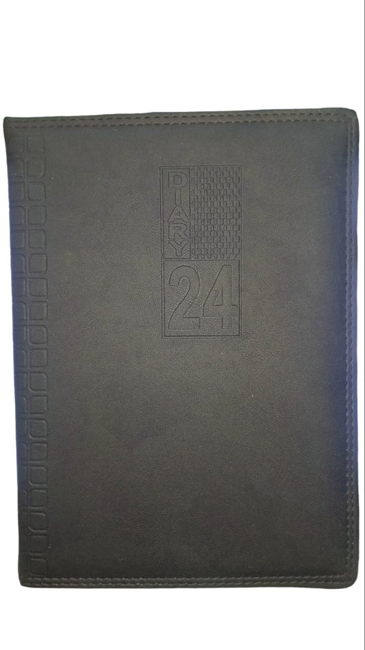 DIGISMART 2024 Executive Planner Diary - leather - A4 Size - Classic, 4 SOFTY Black