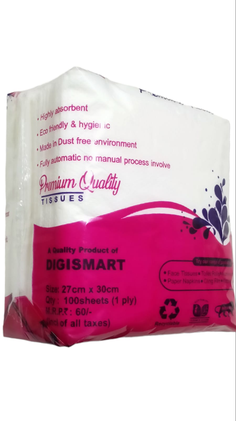 KIYA* Napkin Serviettes 27x30 80 Sheets (Pack of 1 pkt )