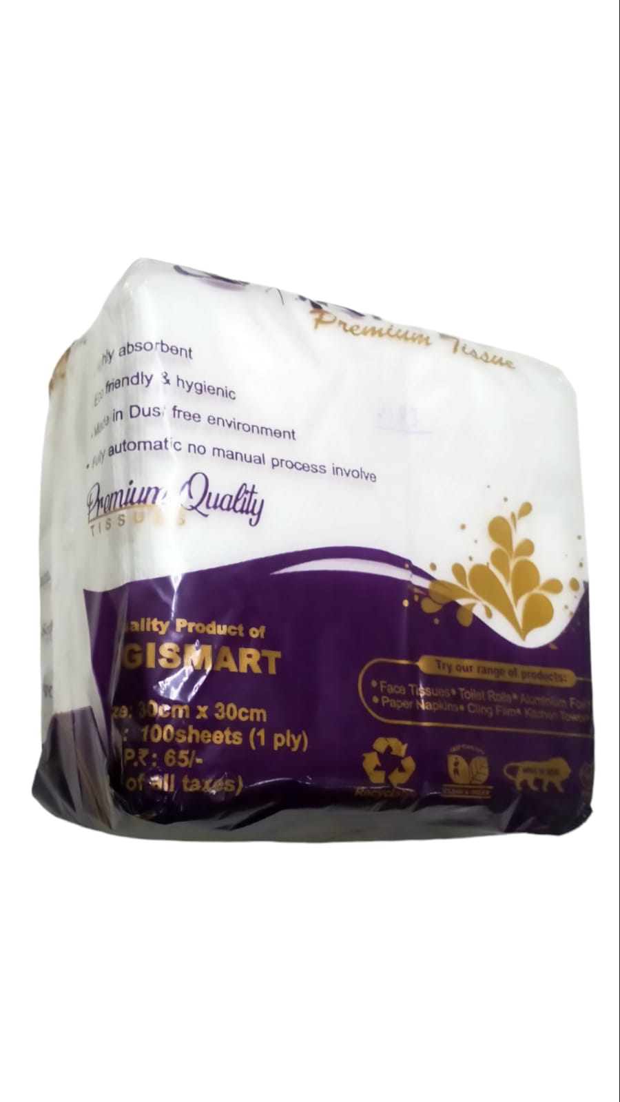 KIYA* Napkin tissue serviettes 30x30 1 Ply 70 Sheets per packet