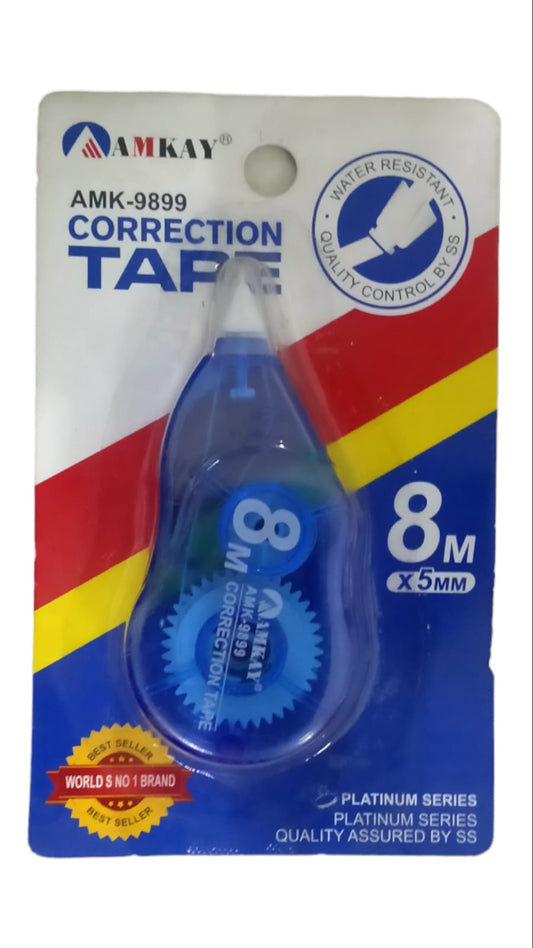 AMKAY Correction Tape/Whitener Tape for Office, School Project and Assignment Work, Easy to use, (Size - 8mm x 5mm) (Pack of 5)