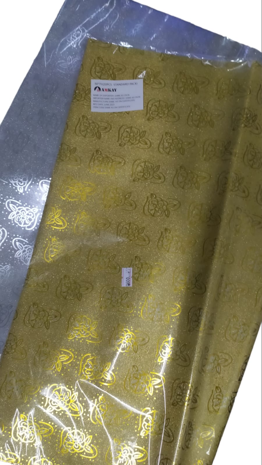 AMKAY Greetings Glitter Dots On Metallic Gold Gift Wrapping Paper Sheets ( 50X70 CM)