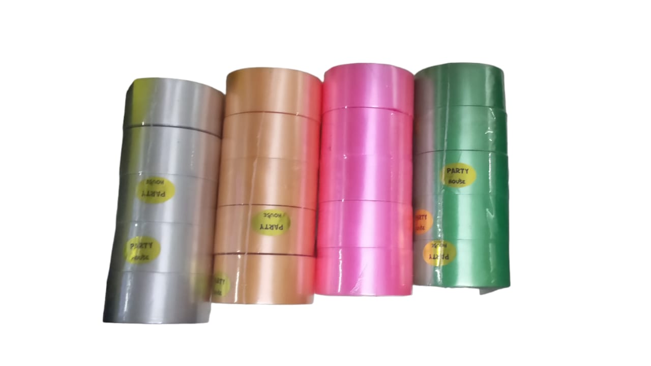 AMKAY Multicolor 1 Inch Plastic Ribbon for Decoration Ribbon Roll Party House |Decoration, Gift Packing, Art & Craft| School Projects Pack of 5
