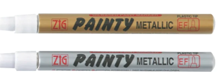 Flair Zig (Japan) Painty Metallic Permanent Marker (Gold-Silver Combo|Pack Of 1)|Extra Fine