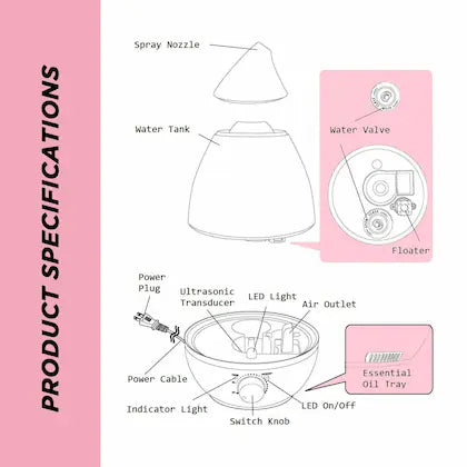 Allin Exporters J66 Ultrasonic Humidifier Cool Mist Air Purifier for Dryness, Cold & Cough Large Capacity for Room, Baby, Plants, Bedroom (2.4 L) (1 Year Warranty)