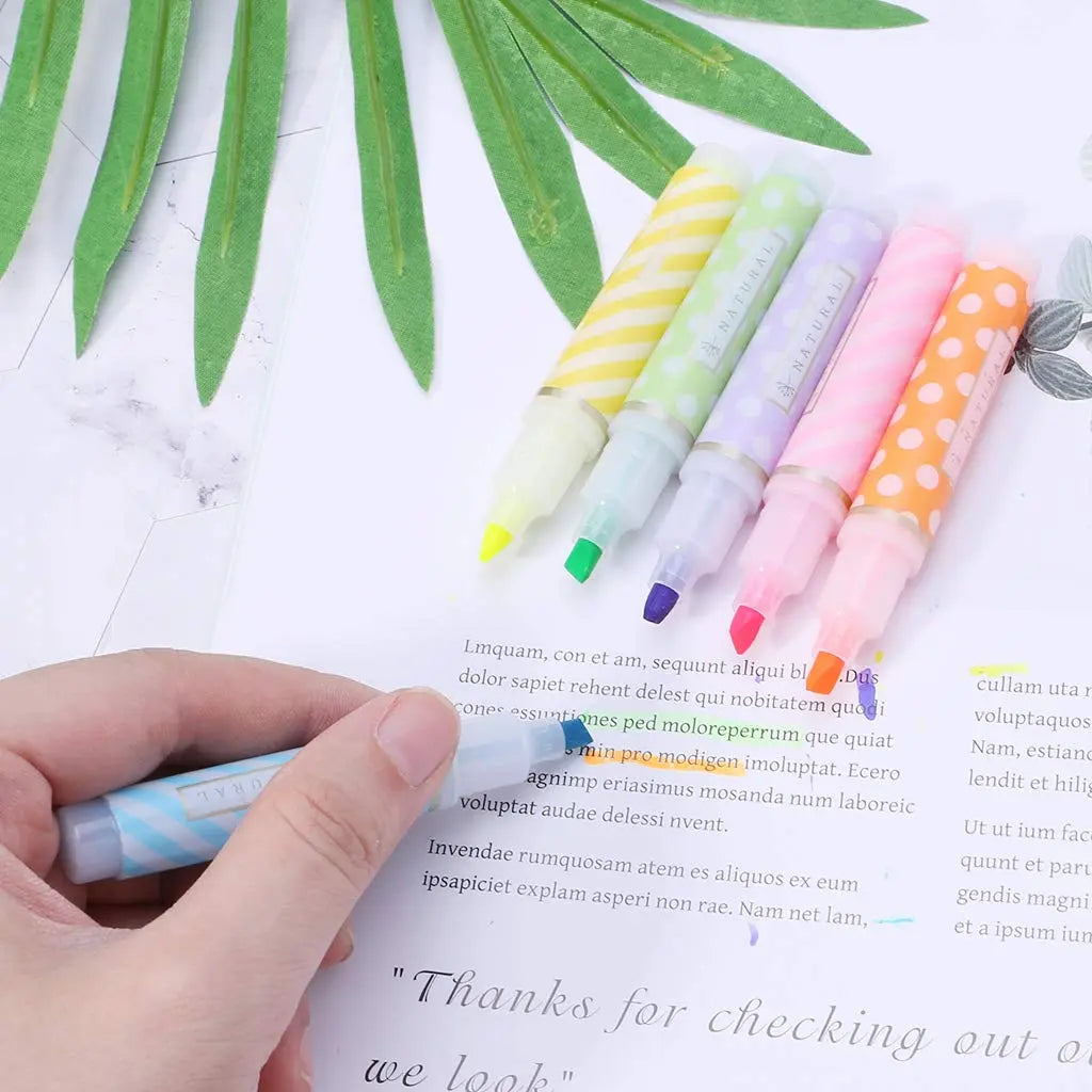 ART & CRAFT 6pcs Cute Mini Highlighter Pen Marker Pens School Office Supply Stationery Gift - Image #5