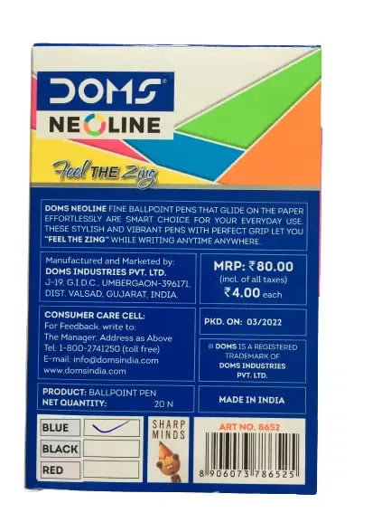 Doms Neoline Pen Blue 20 Pcs Box - Image #4