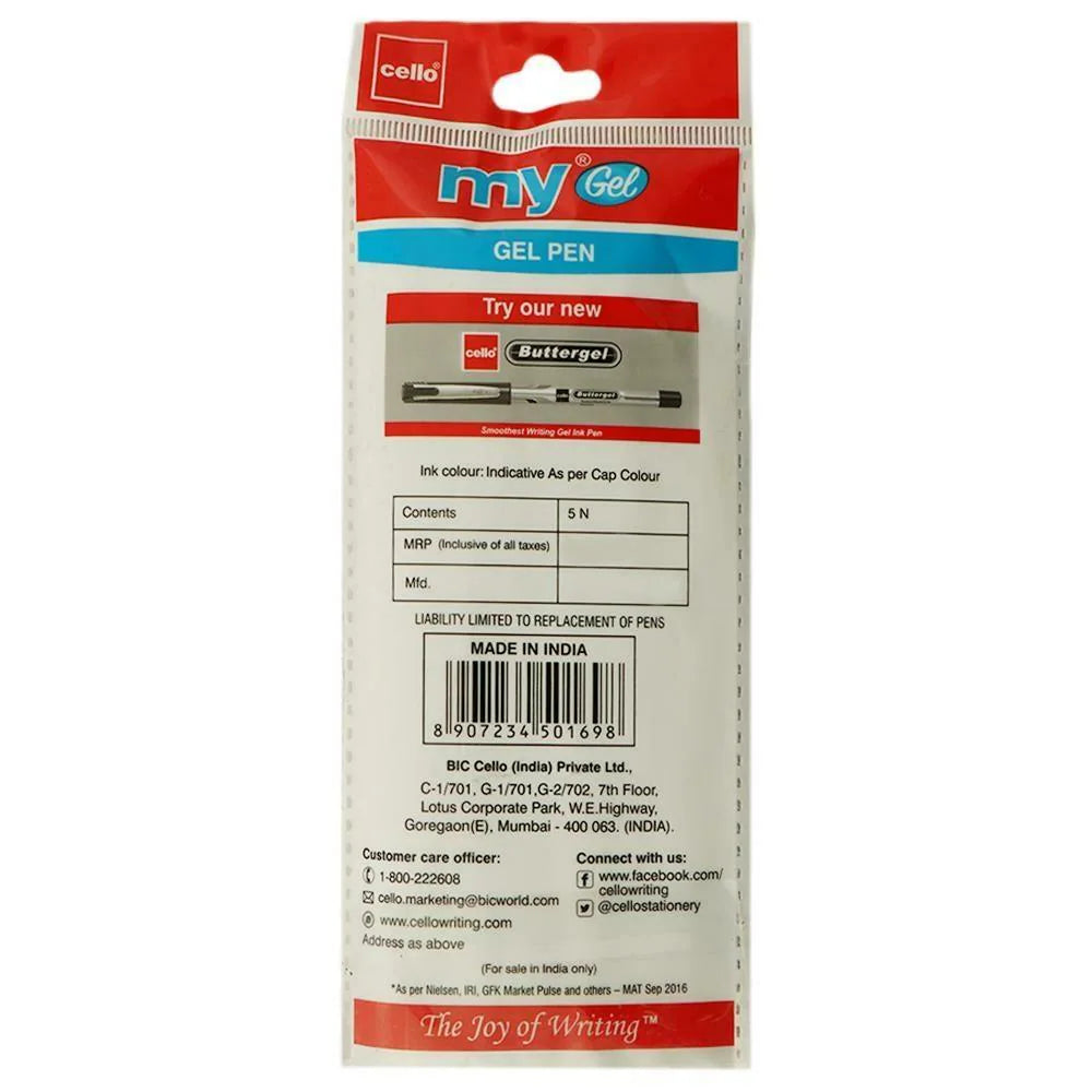 Cello My Gel Pen (Pack Of 5 pcs )