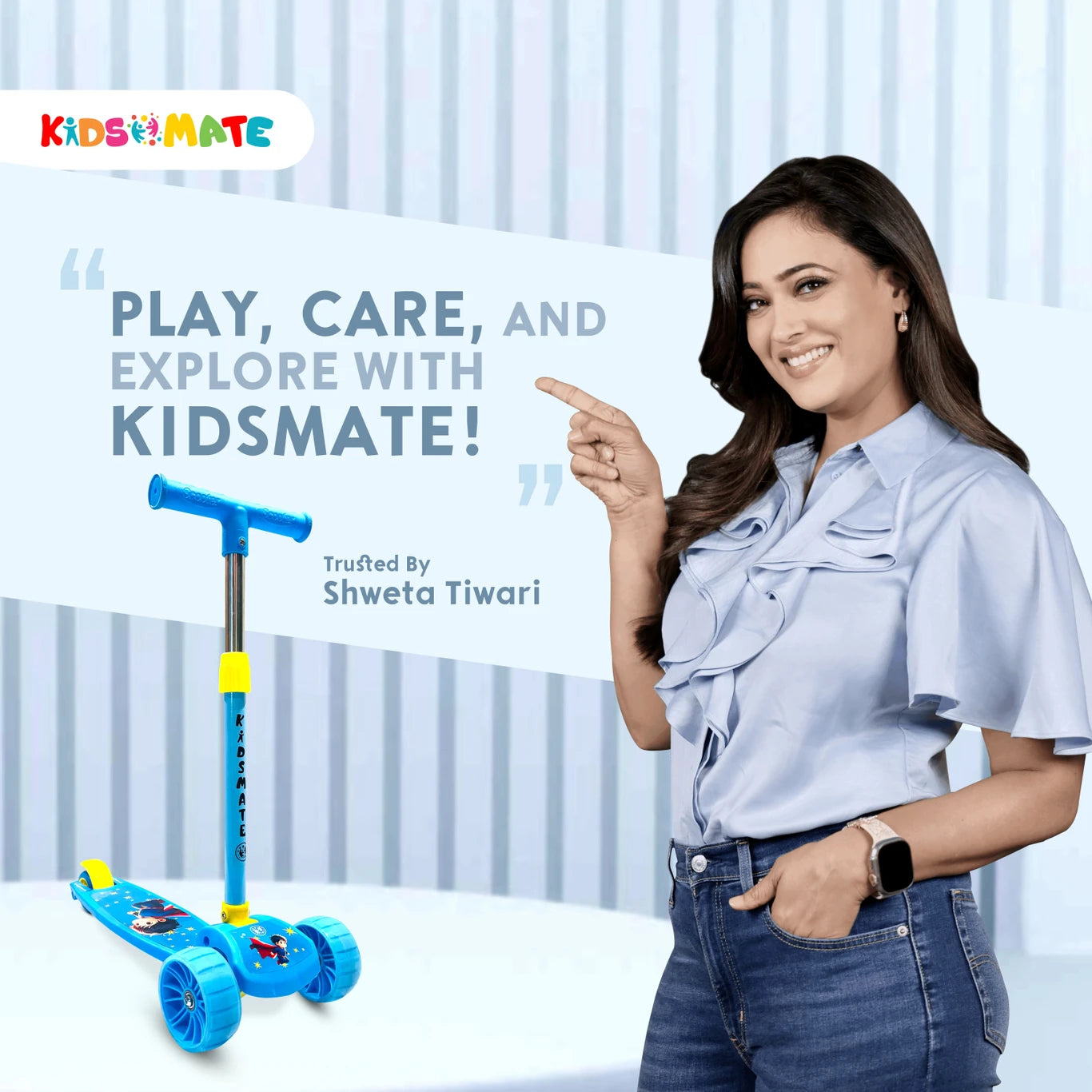 Kidsmate Cruiser 3 Wheels Skating Kick Scooter for Kids | Foldable & Adjustable Height Kids Scooter (ASL)