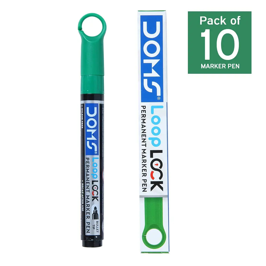 Doms Refilo Non-Toxic Hi-Tech Refillable Loop Lock Permanent Marker Pen (GREEN) - Image #7
