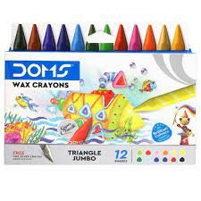 DOMS TRIANGLE JUMBO WAX CRAYONS 12 SHADES