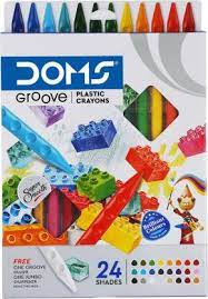 DOMS GROOVE PLASTIC CRAYONS 24 SHADES