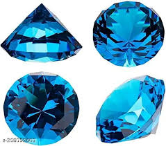 Kebica Diamond Shaped Crystal Glass Paper Weight with Clear Finish (2.4 Inch, Light Blue)