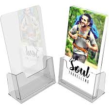 Kebica Plastic Arts 1 Compartments Acrylic Clear brochure Stand, Leaflet Holder, Trifold brochure Holder (Transparent)