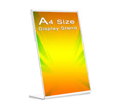 Kebica Buzz Cool Acrylic A4 L Shape Sign Holder Single Sided Portrait Perfect For Display Frame Menu Ad Table Top Stand For Restaurants Shops Offices QR code (12 x 8.5 inch) - 1 Pcs