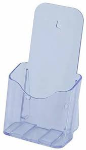 Kebica Plastic Arts 1 Compartments Acrylic Clear brochure Stand, Leaflet Holder, Trifold brochure Holder (Transparent)