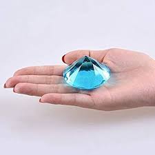 Kebica Diamond Shaped Crystal Glass Paper Weight with Clear Finish (2.4 Inch, Light Blue)