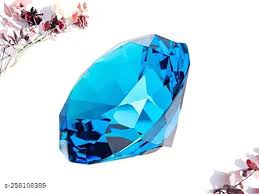 Kebica Diamond Shaped Crystal Glass Paper Weight with Clear Finish (2.4 Inch, Light Blue)