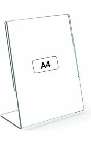 Kebica Buzz Cool Acrylic A4 L Shape Sign Holder Single Sided Portrait Perfect For Display Frame Menu Ad Table Top Stand For Restaurants Shops Offices QR code (12 x 8.5 inch) - 1 Pcs