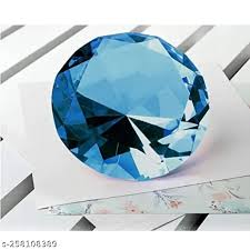 Kebica Diamond Shaped Crystal Glass Paper Weight with Clear Finish (2.4 Inch, Light Blue)