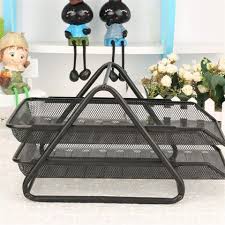 Kebica Stationery Black Abs 2 Tier Stack Able Stacking File Rack Tray Mesh Wire Metal