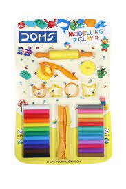 Doms 24 Shade Modelling Clay 300 Gram with 4 Shape Toys, 4 Spatula, 1 Rolling Tool, 1 Wave Cutter, 1 Plain Cutter