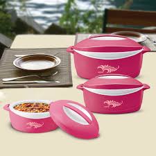 MILTON Delight Jr. Inner Stainless Steel Casserole Gift Set of 3 (520 ml, 820 ml, 1.3 litres), Pink | PU Insulated | BPA Free | Food Grade | Hot & Cold