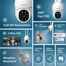 PHILIPS HSP 3800, 2MP, Color Night Vision, 2-Way Talk, Weatherproof WiFi CCTV Outdoor Security Camera
