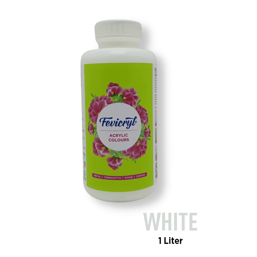 PIDILITE Fevicryl Acrylic Colour(1 litre) for Art & Craft Paint,Canvas, Wood, Leather, Metal (Set of 1, White)