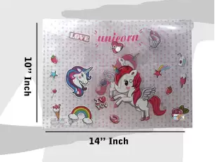 AMKAY clear folder Unicorn Document Bag File Pencil Case Stationery Holder Organizer document Coin Purse Attractive A4 Size Unicorn Waterproof PVC Document Big Bag File Folder Smooth Zipper