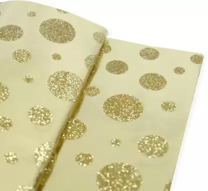 AMKAY Greetings Glitter Dots On Metallic Gold Gift Wrapping Paper Sheets ( 50X70 CM)