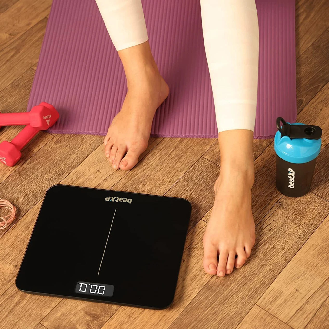 beatXP Gravity Elite Digital Weighing Scale for Body Weight with 6 mm Thick Tempered Glass | Electronic Weight Machine with High Precision Sensors & Backlit LCD Panel |