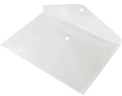 KIYA ® A4 Document File Bag, Transparent Envelope Holder Storage Case, Snap Button Organizer, Clear Heavy Plastic Container for Papers, Stationery - 1 Per Pack