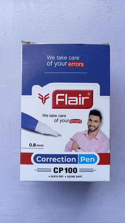 Flair Creative Series CP250, 100 Correction Pen Pouch Pack | 0.8 mm Needle Metal Tip | Fast Drying & Ozone Safe | Designed to Enhance Grip | Pack of 5
