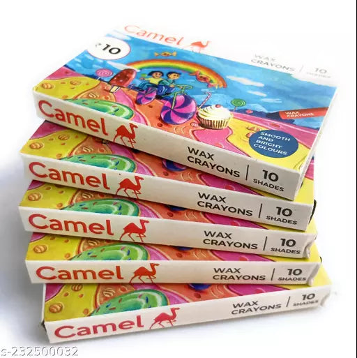 Wax Crayons | Camlin | 10 Shades | Extra Smooth & More Bright | Pack of 5