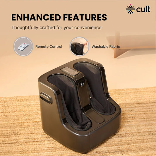 Cult Carson with Vibration & Warm Therapy, Air Compression, Pain Relief, Foot & calf Massager  (Dark Black)