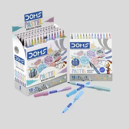 DOMS Pastel Super Soft Artist Brush Pens Set(Includes Blender Brush Pen) (Set of 14, Multicolor)