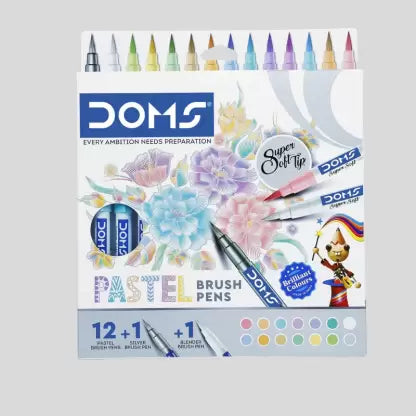 DOMS Pastel Super Soft Artist Brush Pens Set(Includes Blender Brush Pen) (Set of 14, Multicolor)