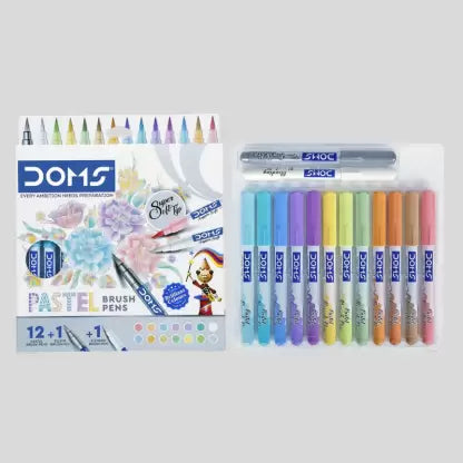 DOMS Pastel Super Soft Artist Brush Pens Set(Includes Blender Brush Pen) (Set of 14, Multicolor)