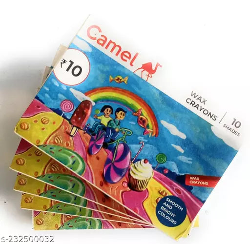 Wax Crayons | Camlin | 10 Shades | Extra Smooth & More Bright | Pack of 5