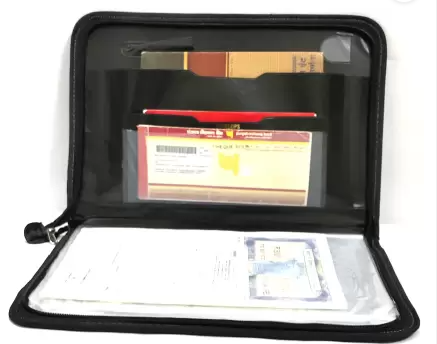 Kiya* Chain Bag Cb403 Leather Material Professional File Folders for Certificates, Documents Holder (Size : F/S) Document Bag (Set Of 1, Black)9