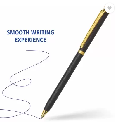 PIERRE CARDIN Caliber Sleek Black Chrome Ball Pen (Blue)