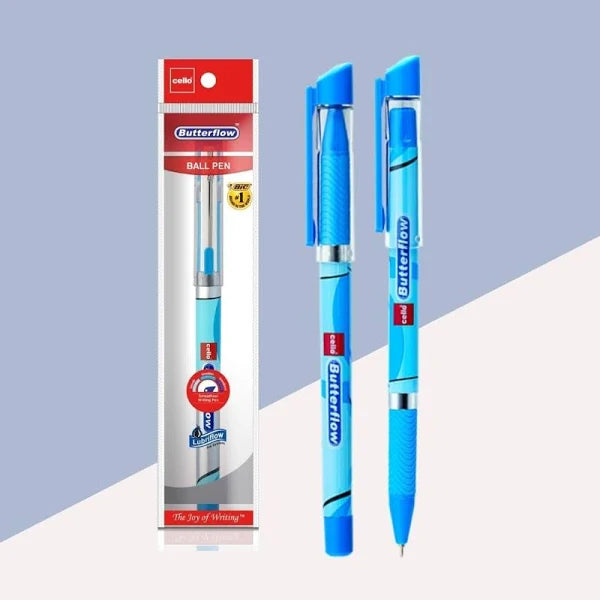 Cello Butterflow Simply Ball Pen Set Pack of 10 Ball Pens Smooth Writing Experience For School and Office Use Best Pen for Exams