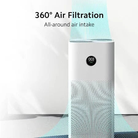 Mi Air Purifier for Home 4, Equipped with Ionizer & Laser Sensor, True HEPA Filter, Traps 99.99% Viruses & PM 0.1, Covers 516 Sq.Ft, OLED Touch screen, White (AC-M16-SC)