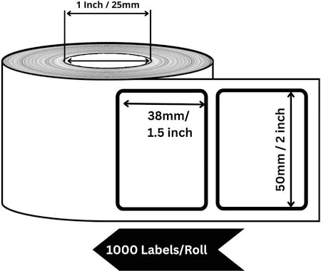 76X38DIRECT THERMAL1000Self-adhesive labels and durable inks are essential for ensuring label readability during transit.