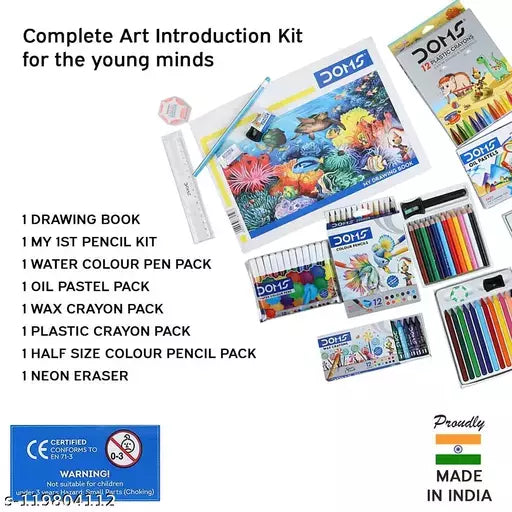 Doms Art Strokes Kit | Perfect Value Pack | Kit For Creative Minds | Gifting Range For Kids | Combination of 10 Stationery Items